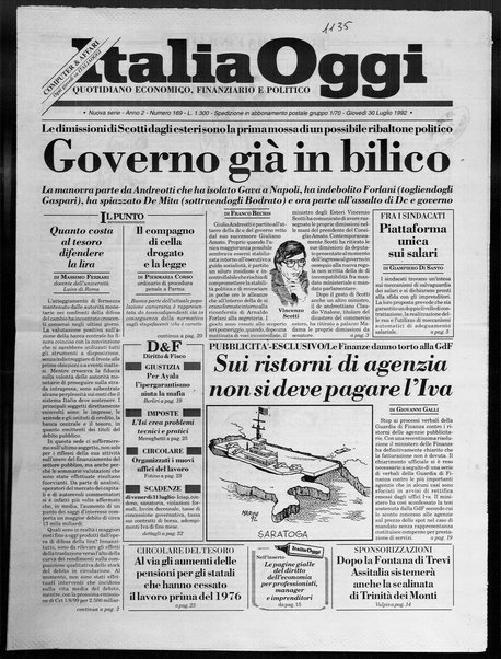 Italia oggi : quotidiano di economia finanza e politica